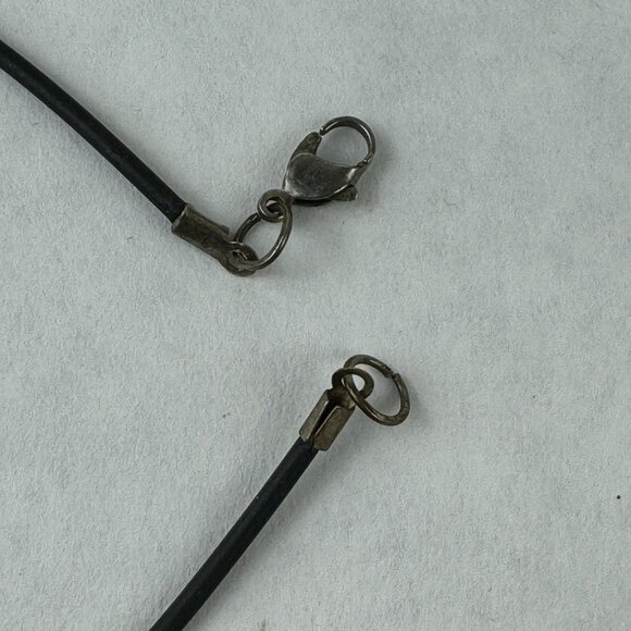 Natural Agate Slice Pendant Necklace With Black Cord Lobster Clasp Artisan 18" - Picture 5 of 10